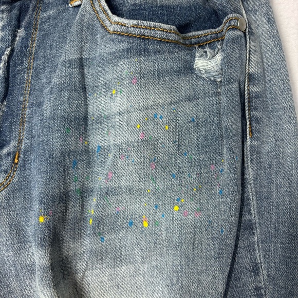 Judy Blue Boyfriend Fit Women’s Jeans 16W. Splatter paint accent. Distressed. - Picture 3 of 11